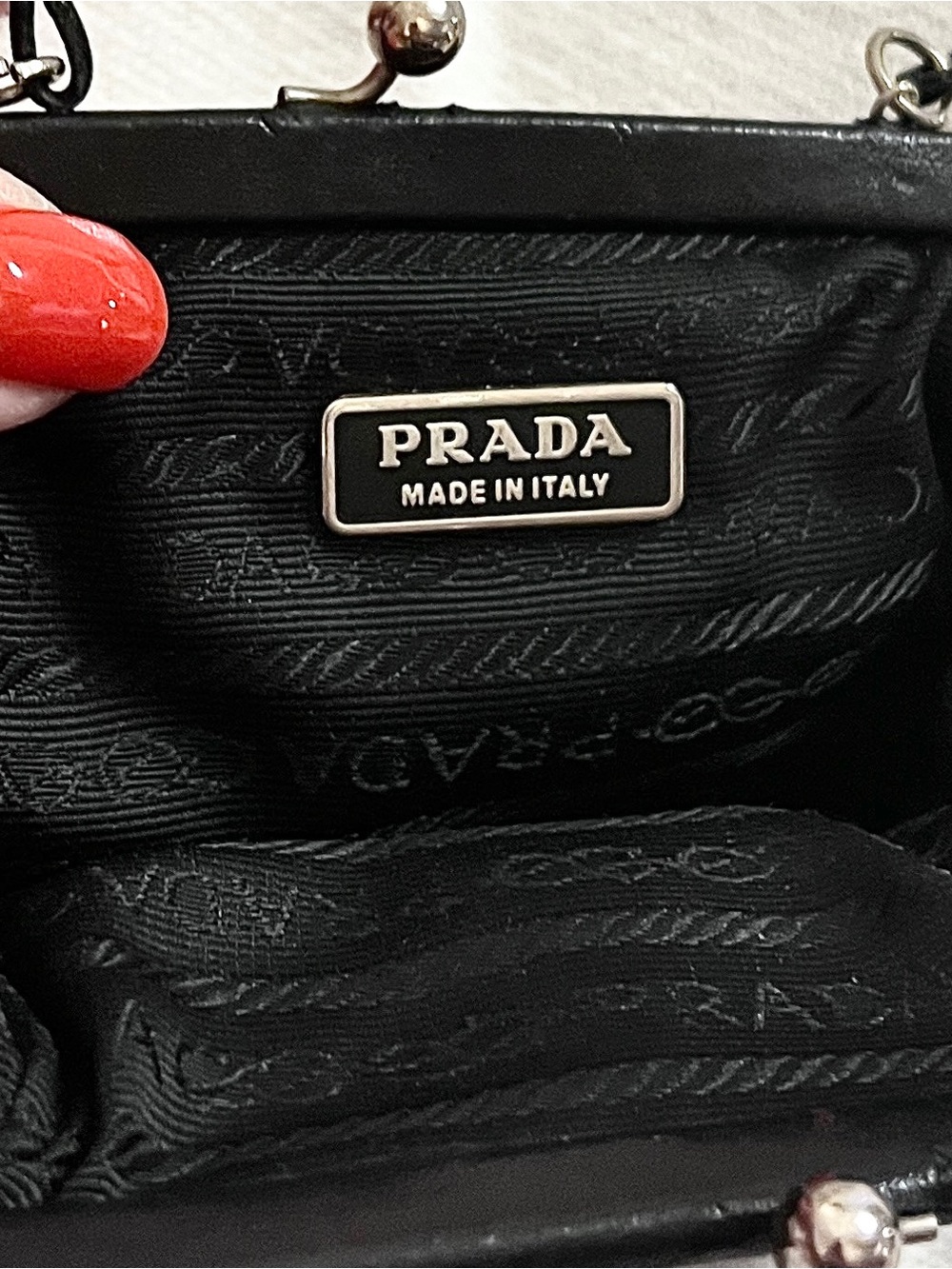 PRADA⭐️Authentic! Black Nylon Mini Frame click-lock mini tote Prada Bag - Picture 12 of 12
